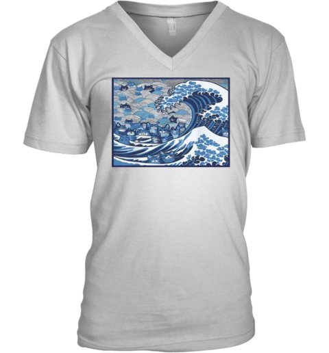 Blue Wave Cat For Kamala V Neck T Shirt