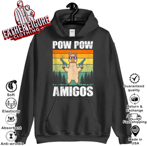 Alpaca Pow Pow Amigos Retro Lama Funny Alpacas Hoodie
