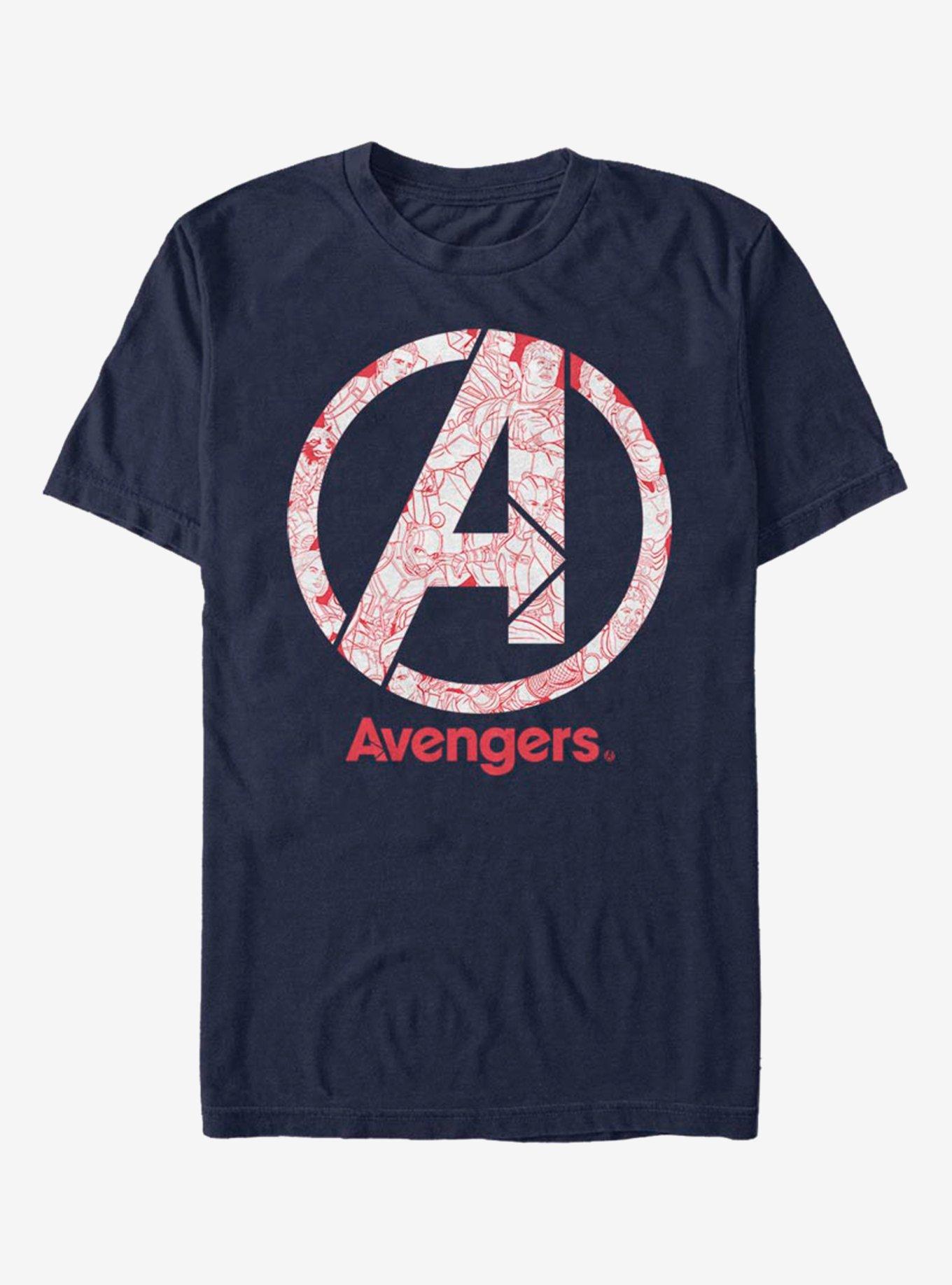 Marvel Avengers Line Art Logo T Shirt T Shirt Premium Print Workout Ready