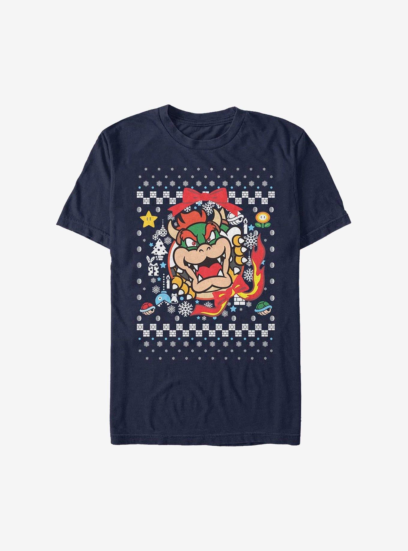 Super Mario Bowser Wreath Christmas Sweater T-Shirt T-Shirt | Exclusive Art Design | Perfect For Daily Wear