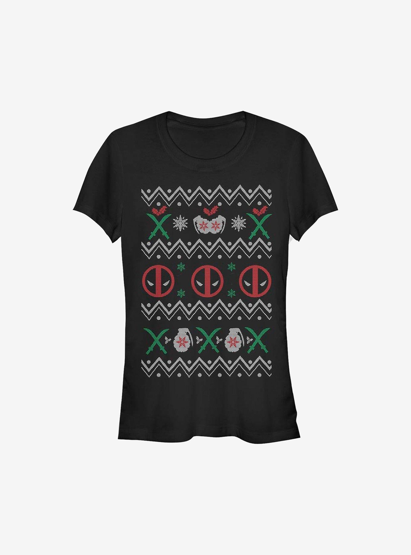 Marvel Deadpool Ugly Christmas Sweater Girls T-Shirt | Premium Unisex T-Shirt, Trending Graphic Tee