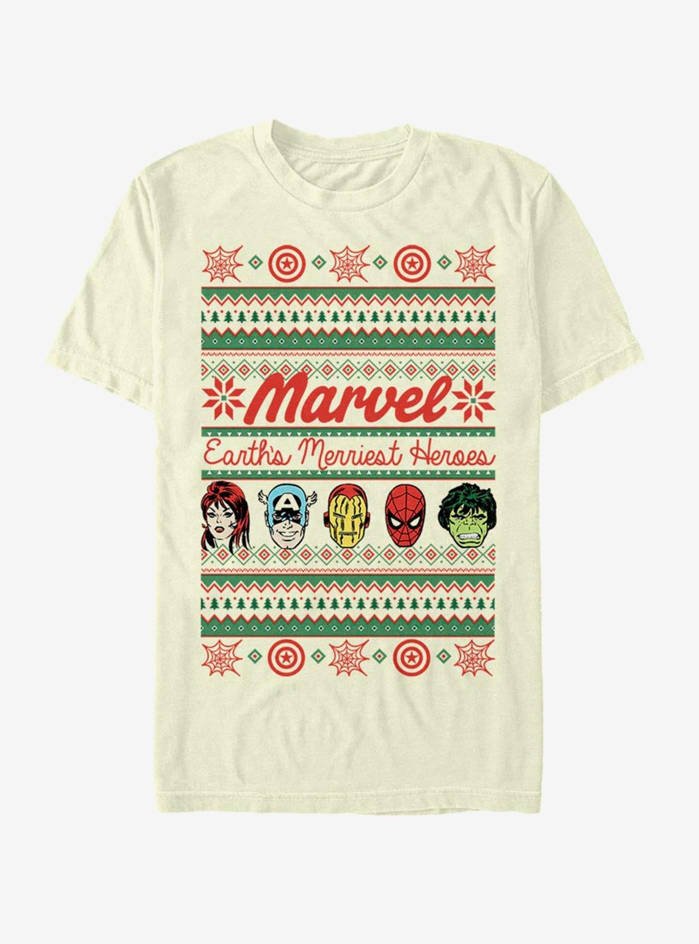 Marvel Avengers Merriest Heroes Ugly Christmas T-Shirt T-Shirt | Fan Favorite Style | Perfect For Daily Wear
