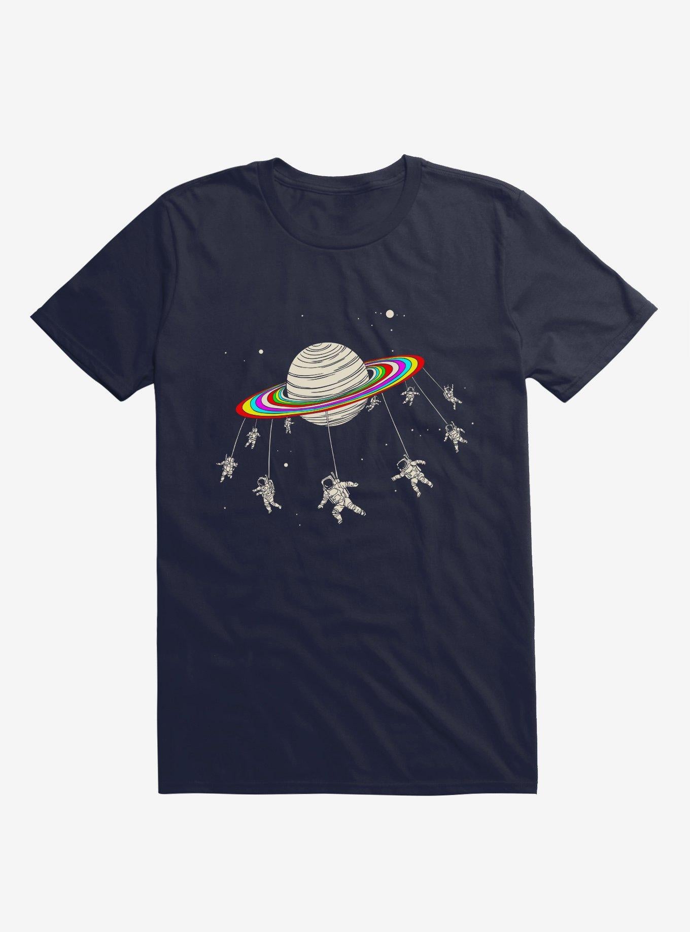 Saturn Go Round Astronauts Space Navy Blue T Shirt T Shirt Trending US