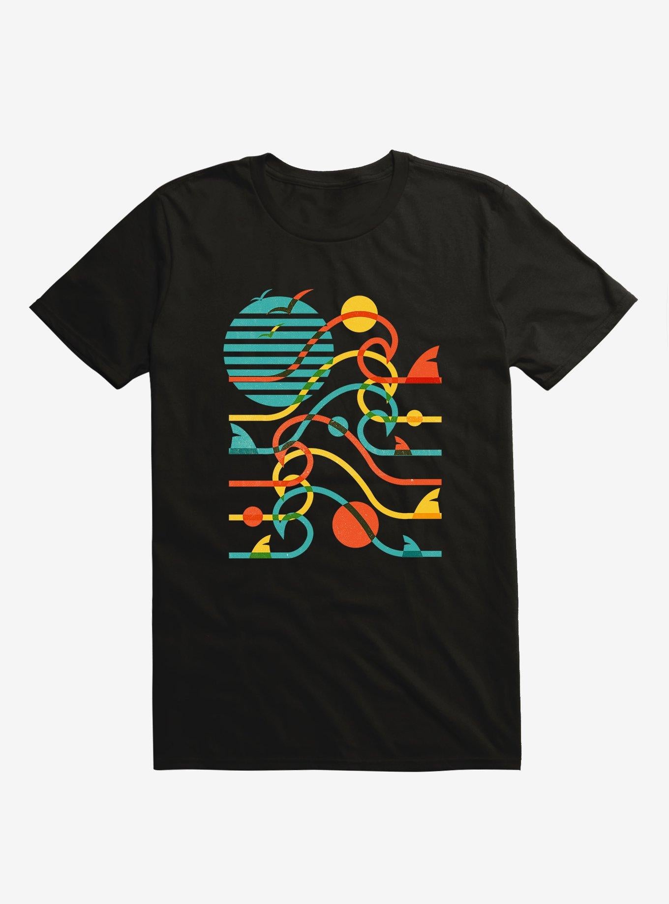 Sun Waves And Bites Shark Black T Shirt T Shirt Premium Print Daily Wear