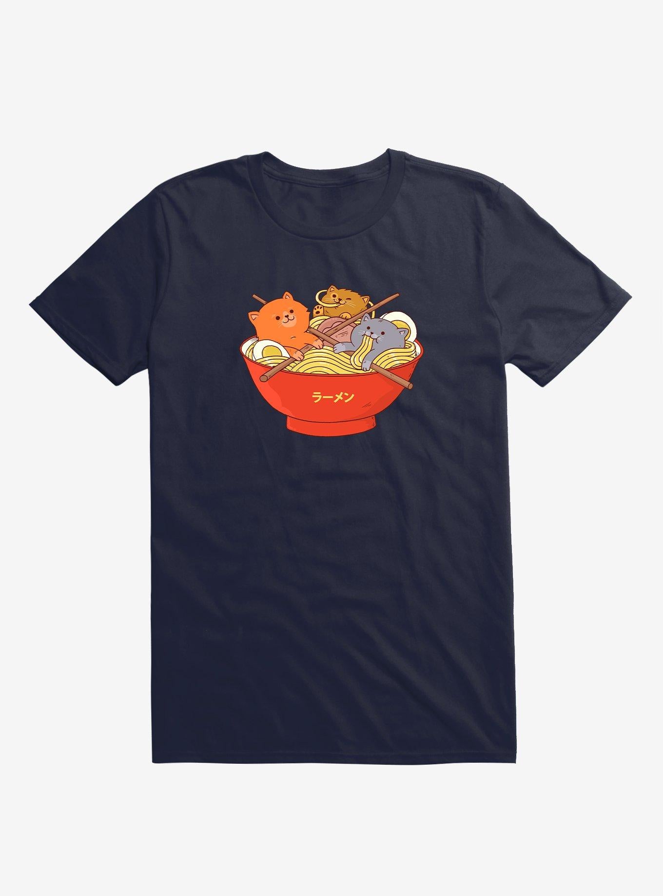 Ramen And Cats Navy Blue T Shirt T Shirt Trending US