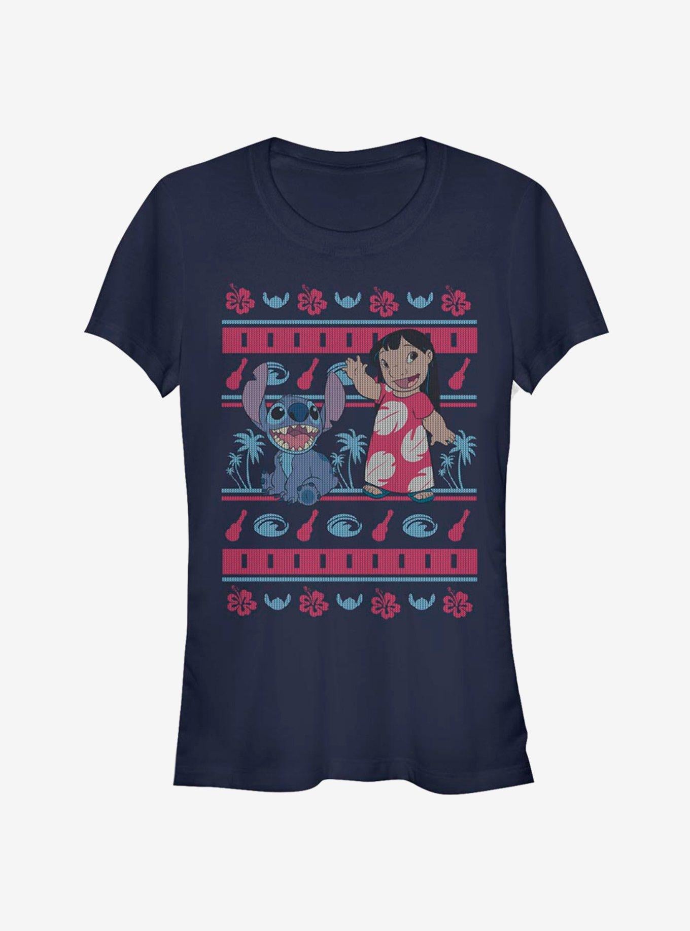 Disney Lilo Stitch Christmas Hawaiian Pattern Girls T-Shirt T-Shirt | High-Quality Print | Great Gift Idea