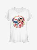 Disney Lilo Stitch Christmas Hawaiian Floral Wreath Girls T-Shirt T-Shirt | Premium Graphic | Must-Have Style