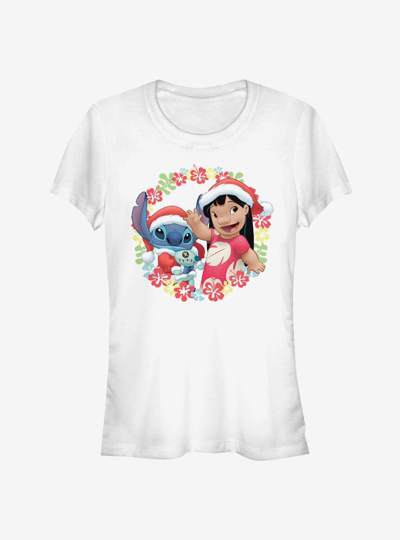 Disney Lilo Stitch Christmas Hawaiian Floral Wreath Girls T-Shirt T-Shirt | Premium Graphic | Must-Have Style