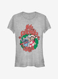 Disney Lilo Stitch Christmas Wreath Girls T-Shirt T-Shirt | High-Quality Print | Great Gift Idea