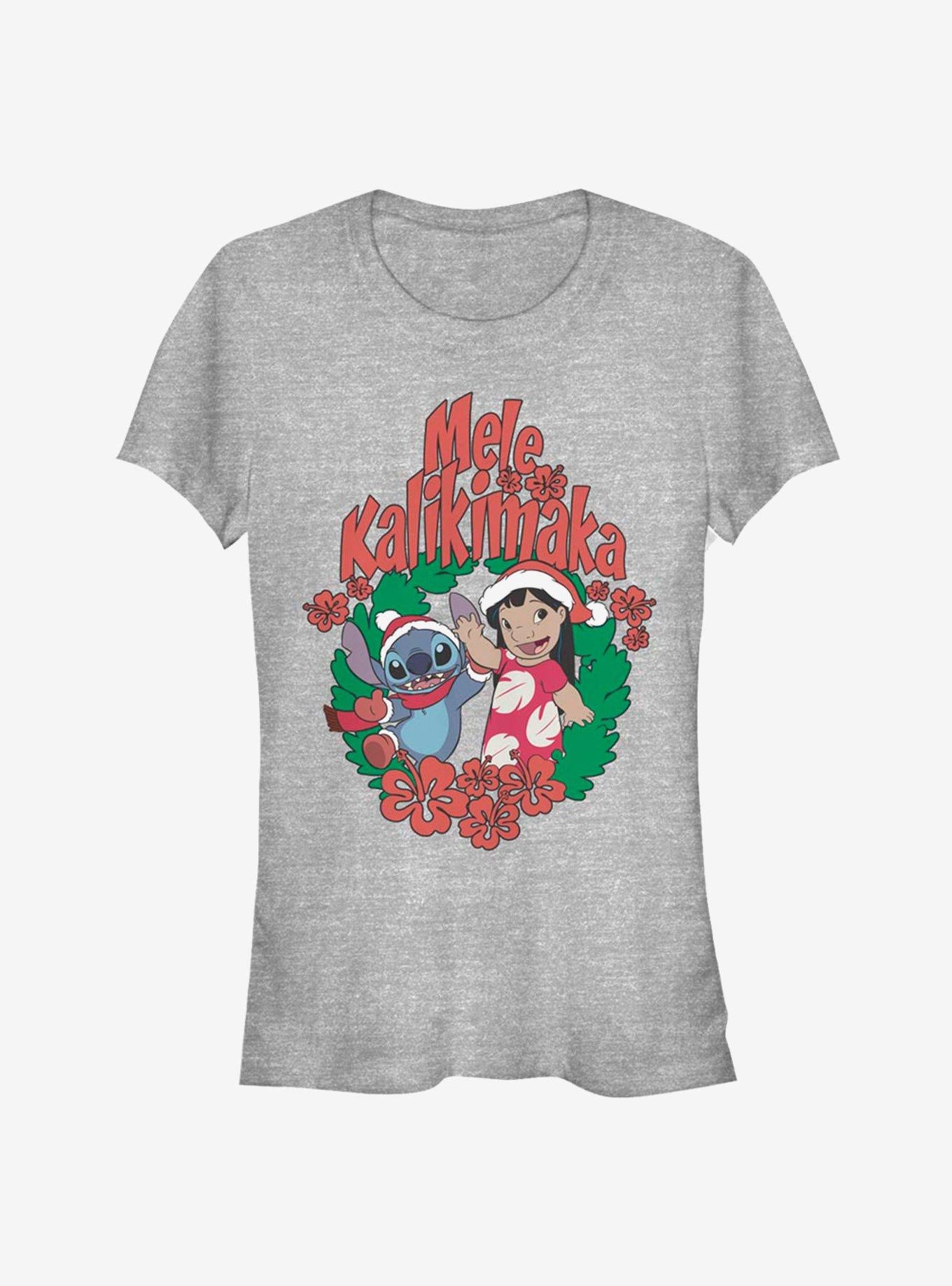 Disney Lilo Stitch Christmas Wreath Girls T-Shirt T-Shirt | High-Quality Print | Great Gift Idea