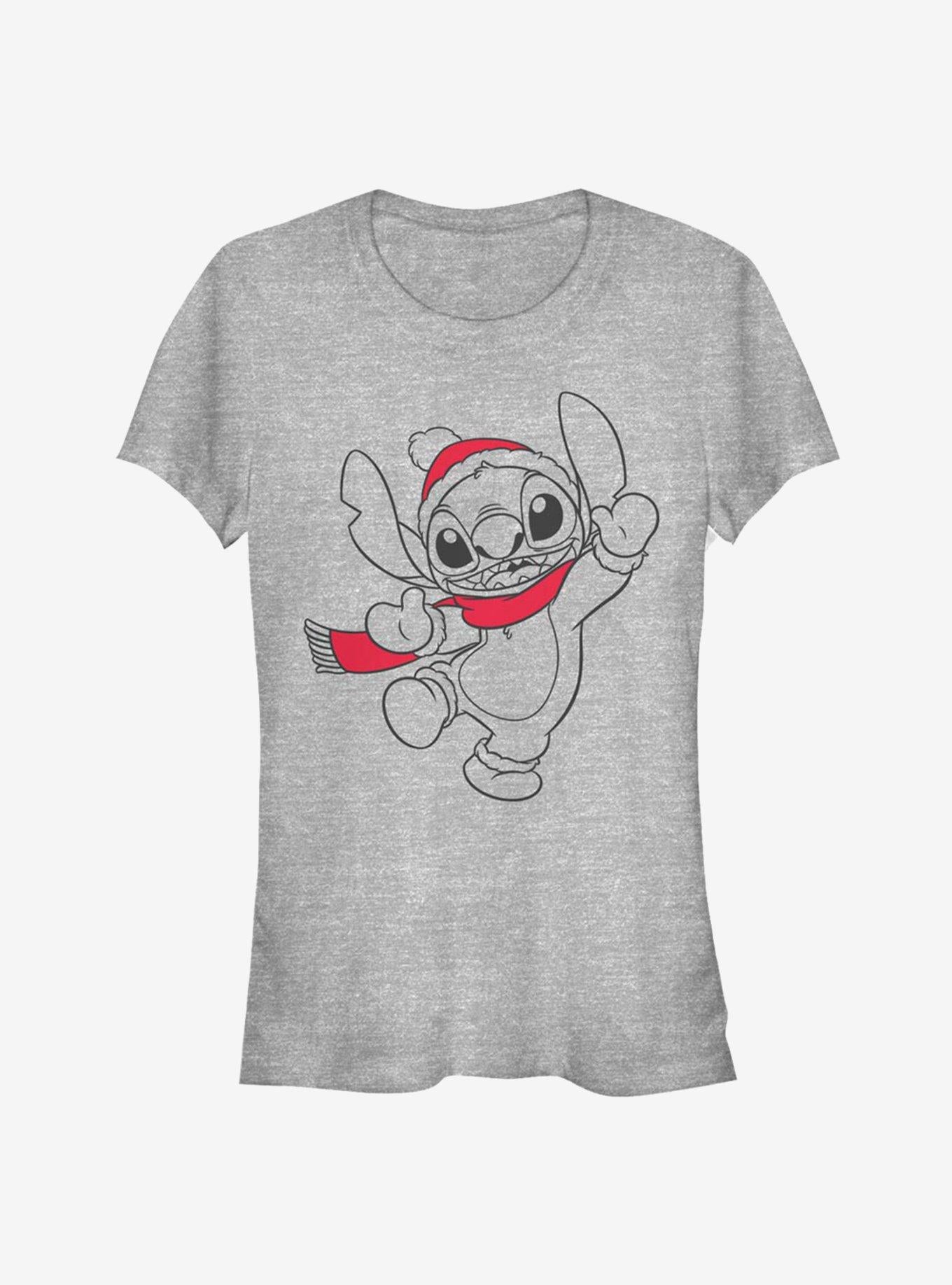 Disney Lilo Stitch Christmas Stitch Outline Girls T-Shirt T-Shirt | Vintage Graphic Vibe | Great Gift Idea