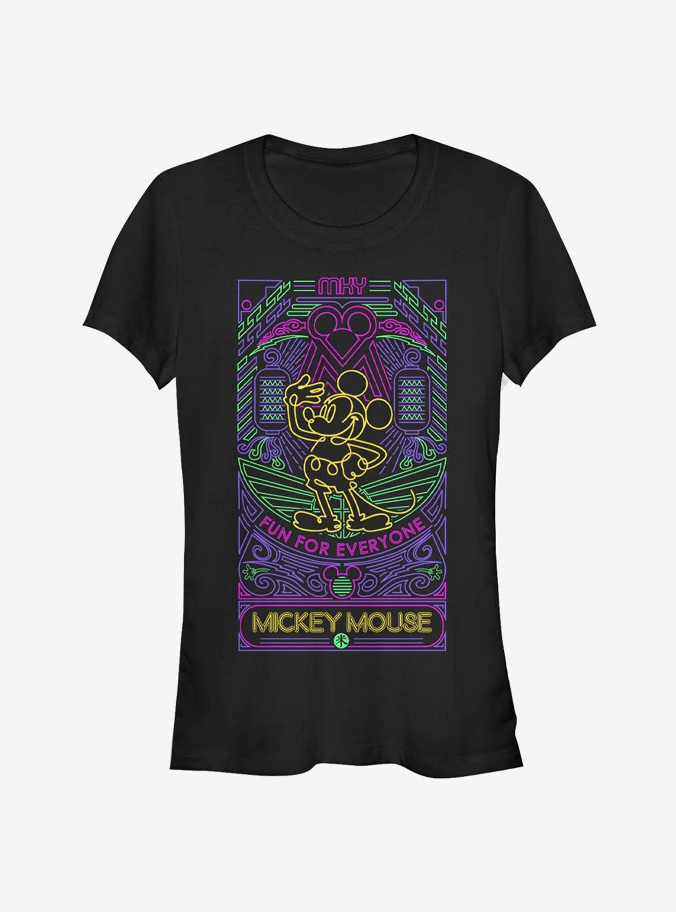 Disney Mickey Mouse Neon Line Art Classic Girls T Shirt T Shirt Premium Print Fan Favorite