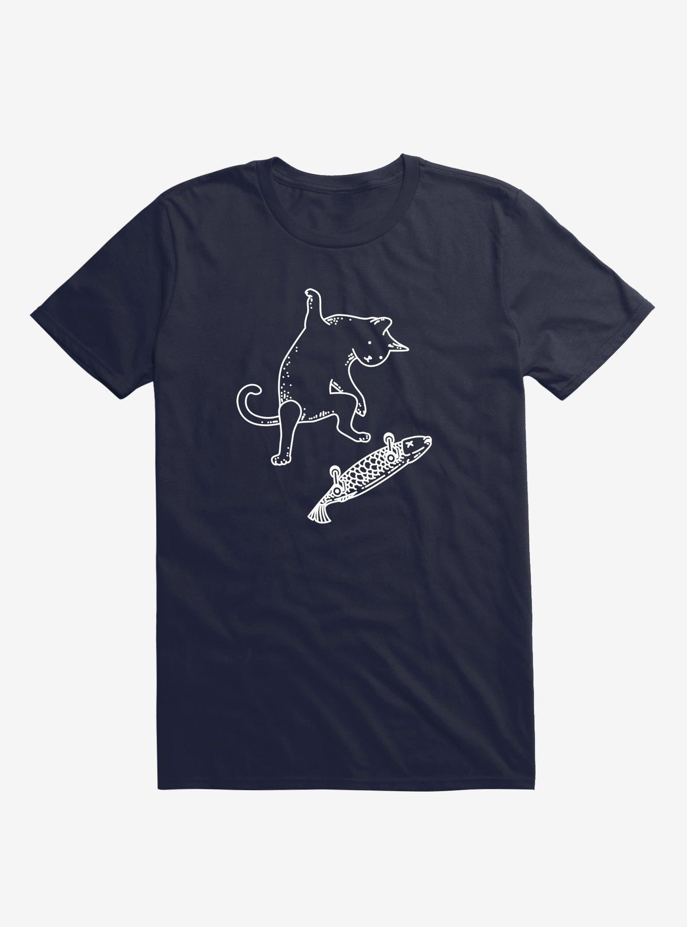 Street Cat Riding Fish Skateboard T Shirt T Shirt Comfort Fit Hot Right Now
