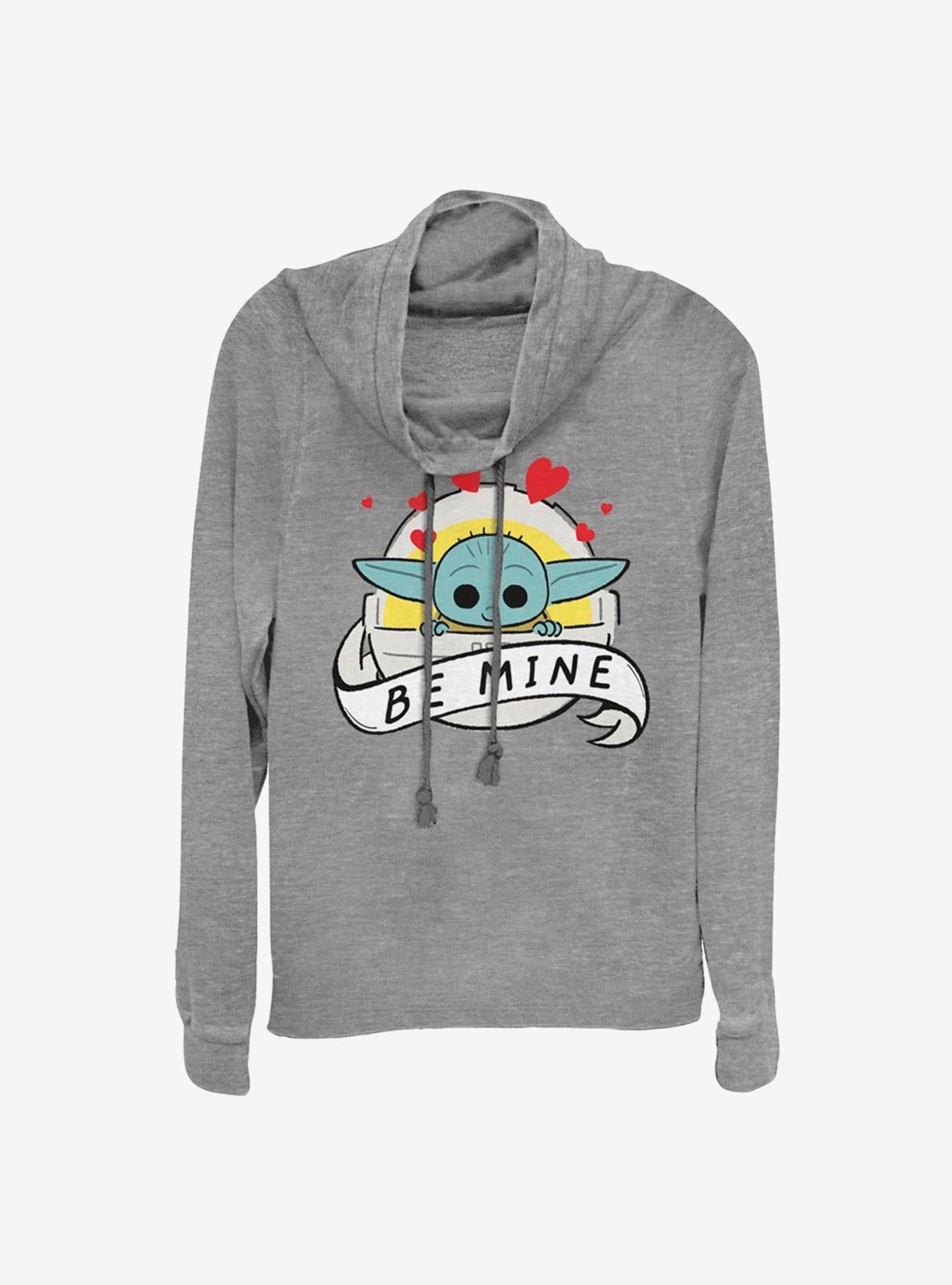 Star Wars The Mandalorian The Child Be Mine Cowlneck Long-Sleeve Girls T-Shirt | Premium Unisex T-Shirt, Trending Graphic Tee
