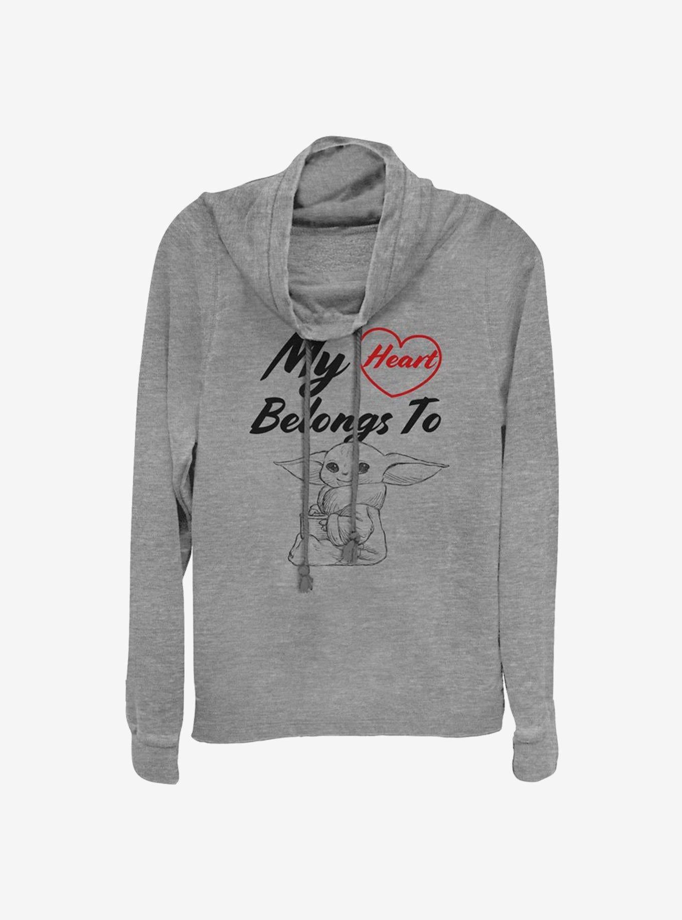 Star Wars The Mandalorian My Heart Belongs To The Child Cowlneck Long-Sleeve Girls T-Shirt | Premium Unisex T-Shirt, Trending Graphic Tee