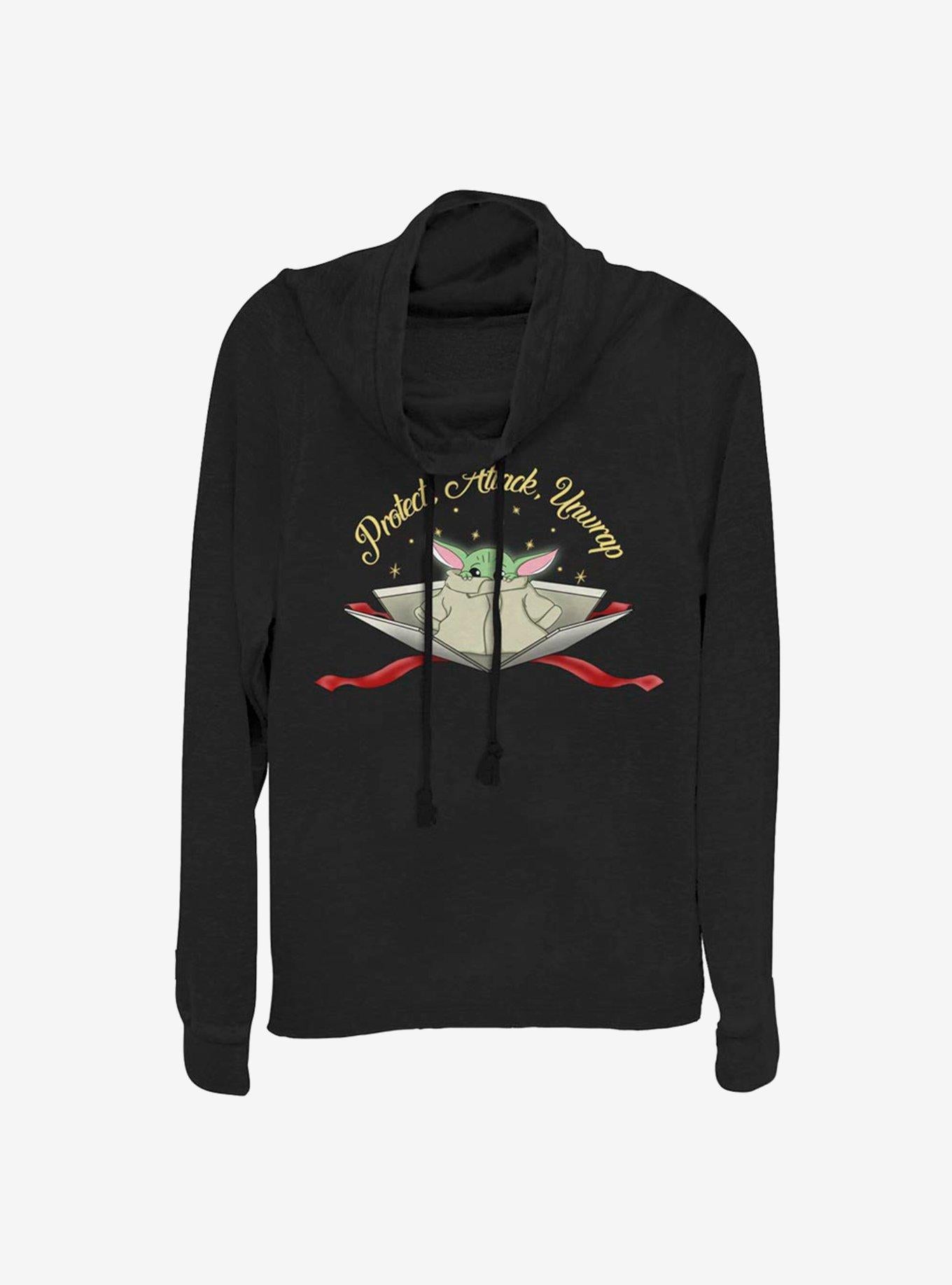 Star Wars The Mandalorian The Child Protect Attack Unwrap Cowlneck Long-Sleeve Girls T-Shirt | Premium Unisex T-Shirt, Trending Graphic Tee