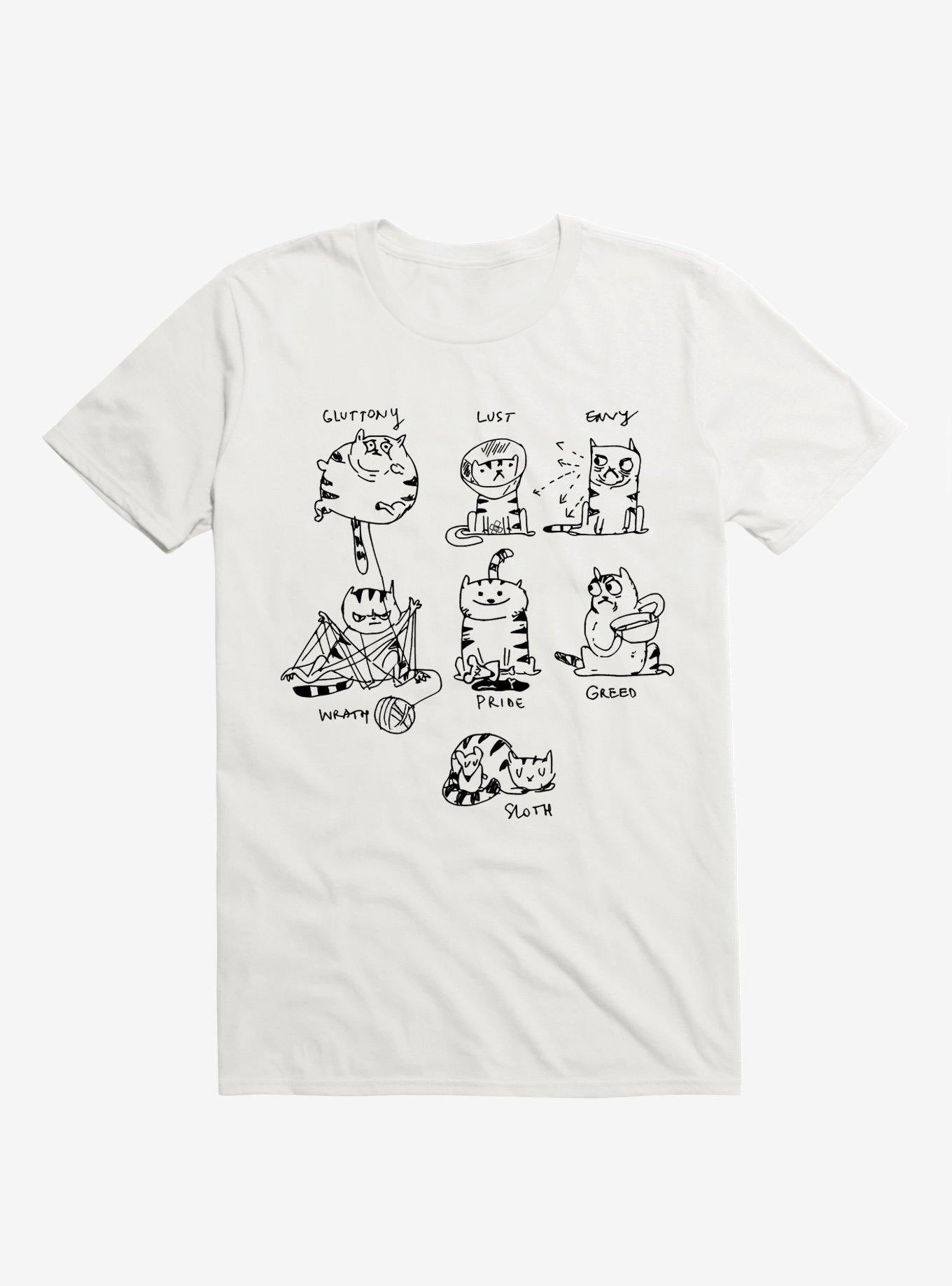 7 Sins Cat White T Shirt T Shirt Trending US