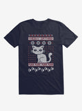 Meowy Cat Holiday Sweater Navy Blue T Shirt Sweater Cold Weather Trending US