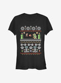 Nintendo Mario 8-Bit Xmas Stack Girls T-Shirt | Premium Unisex T-Shirt, Trending Graphic Tee
