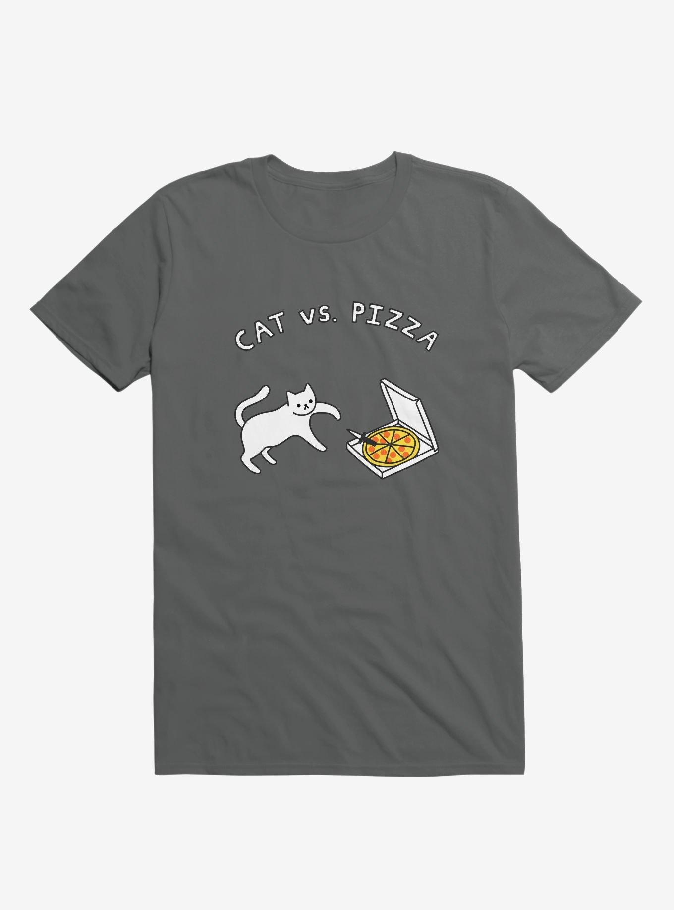 Cat Vs Pizza Asphalt Grey T Shirt T Shirt Trending US