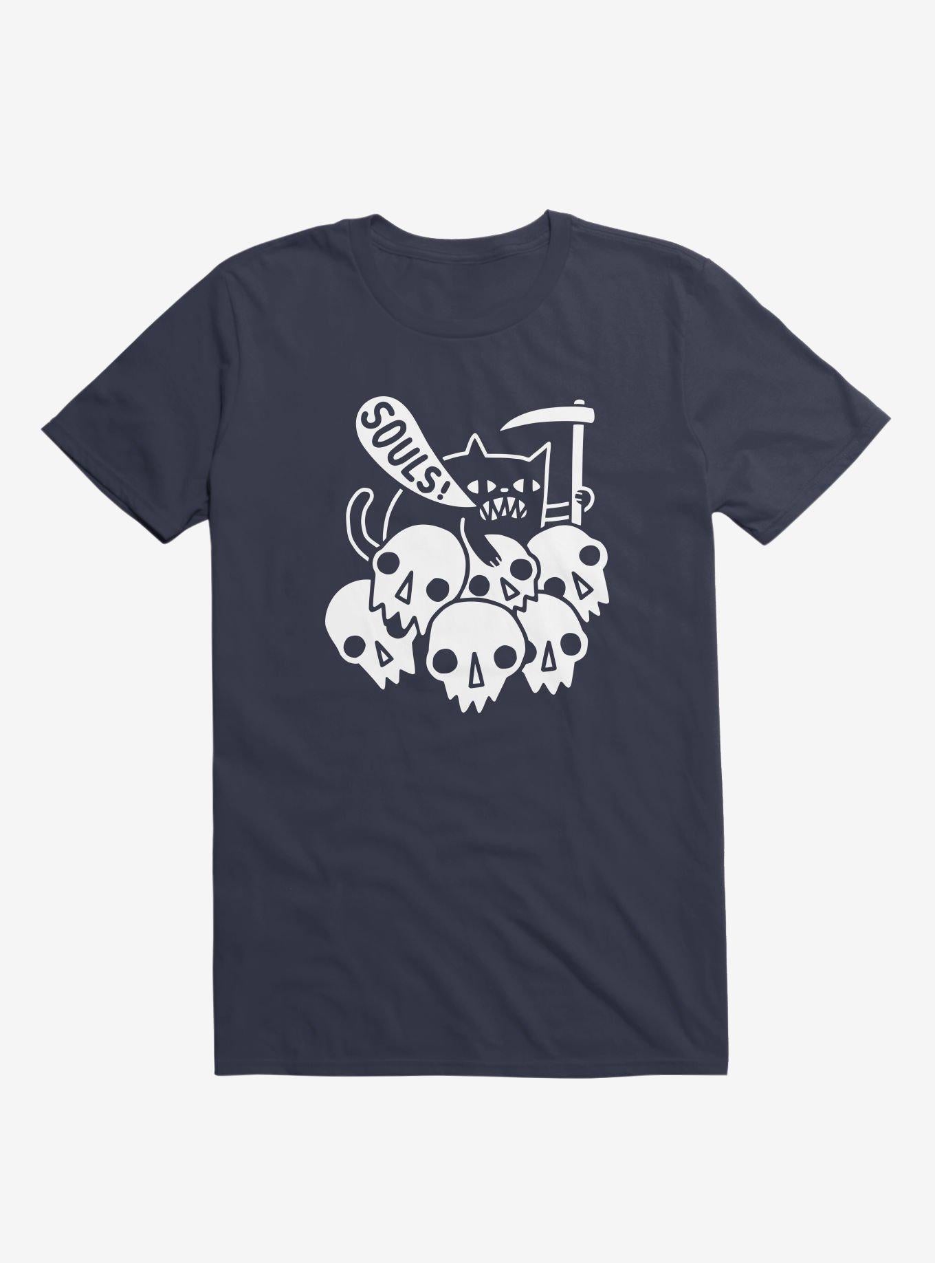 Cat Got Your Soul Skulls Navy Blue T Shirt T Shirt Trending US