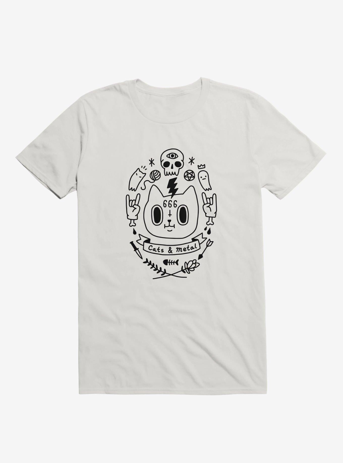 Cats Metal White T Shirt T Shirt Streetwear Style Gift Ready