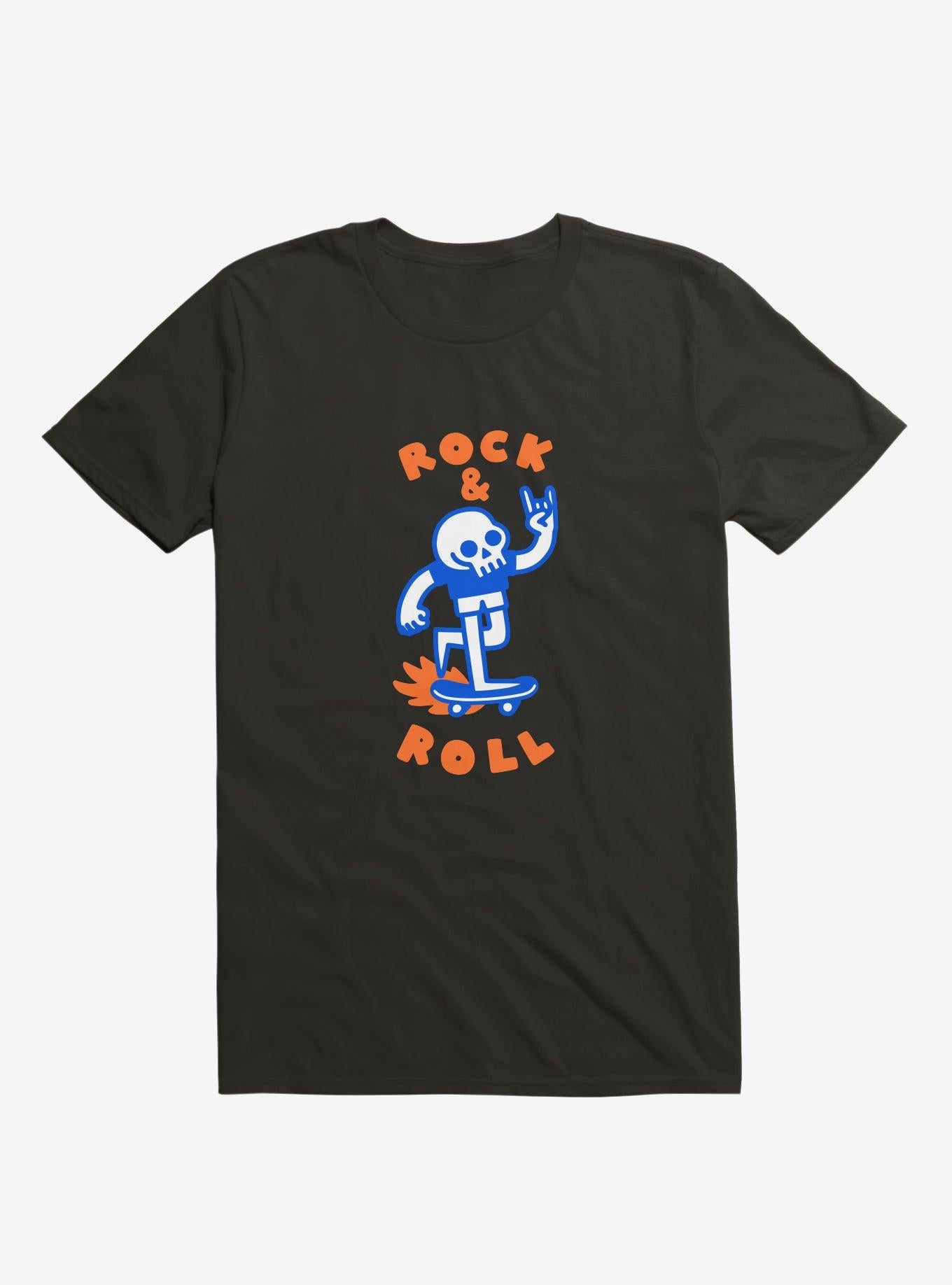 Rock Roll Skull Black T Shirt T Shirt Premium Print Workout Ready