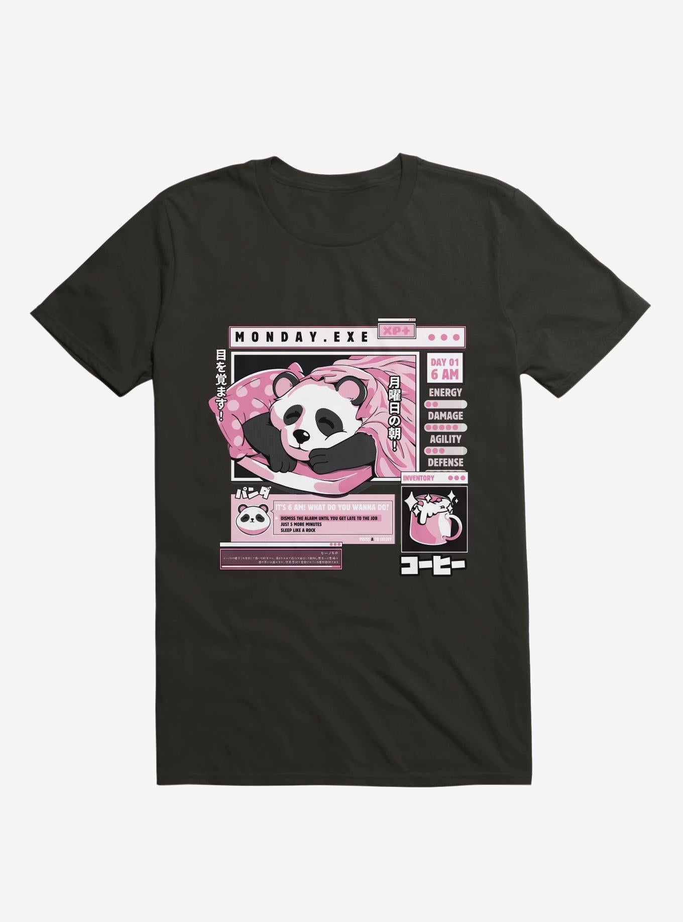 Monday Exe Sleeping Panda Black T Shirt T Shirt Premium Print Workout Ready