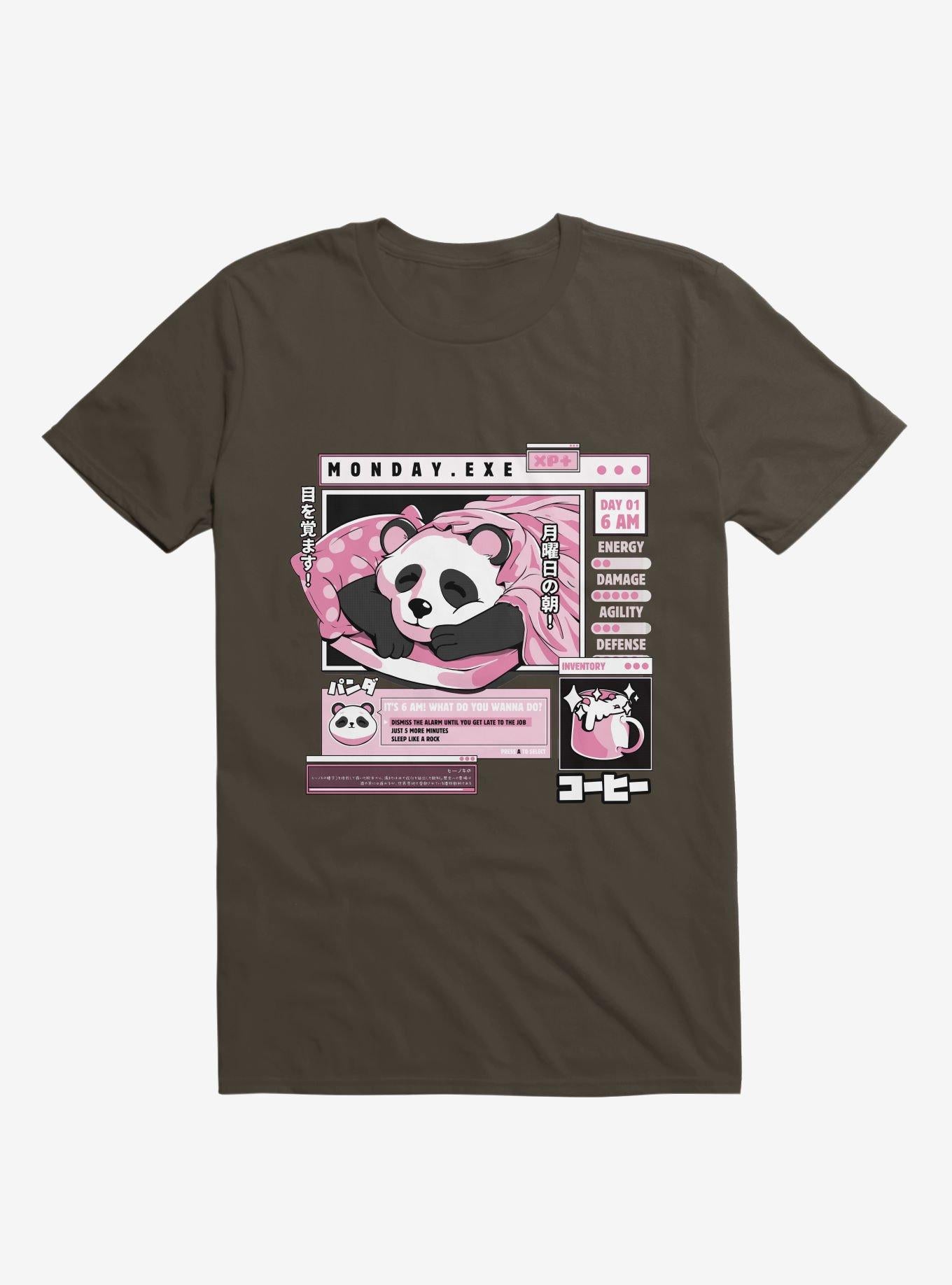 Monday Exe Sleeping Panda Brown T Shirt T Shirt Premium Print Funny Quote