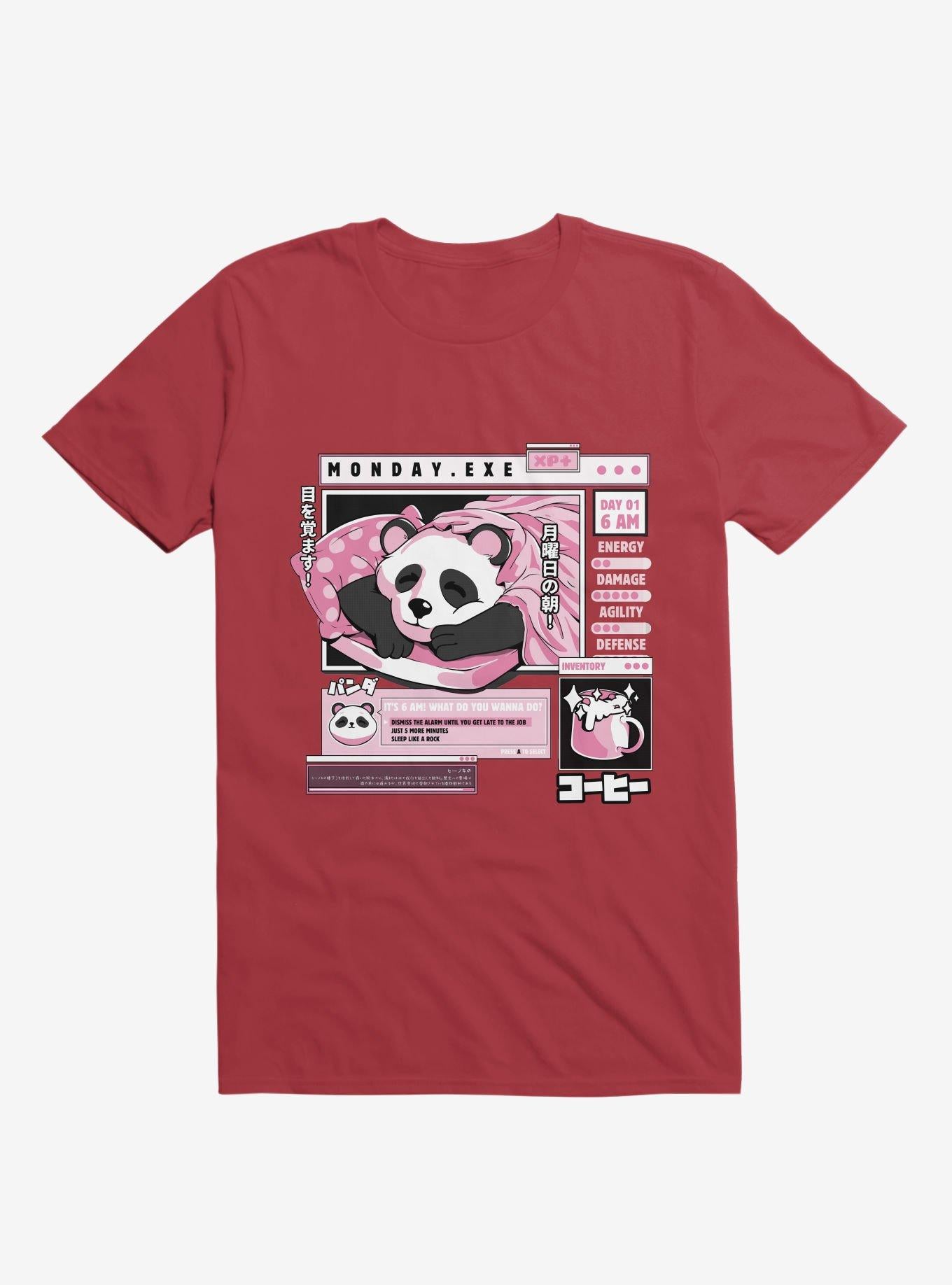 Monday Exe Sleeping Panda Red T Shirt T Shirt Premium Print Humor Gift