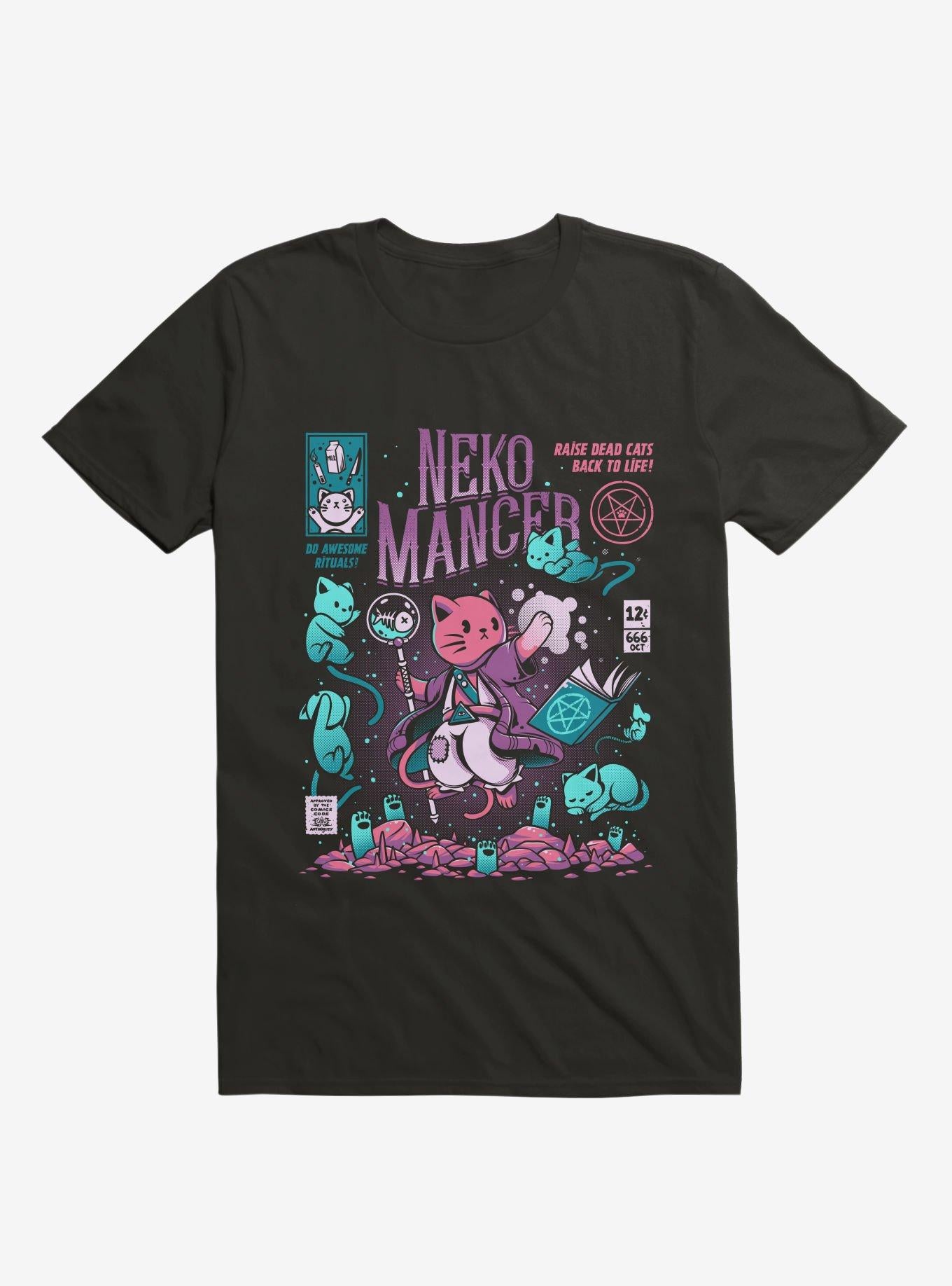 Nekomancer Raise Dead Cats To Life Black T Shirt T Shirt Comfort Fit Daily Wear