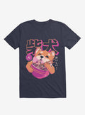 Shiba Eating Noodles Navy Blue T Shirt T Shirt High Search Demand Funny Quote