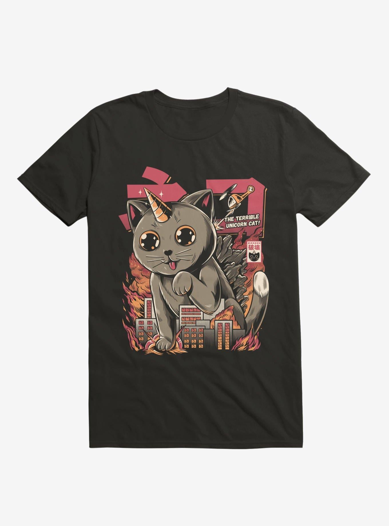 Catzilla The Terrible Unicorn Cat Black T Shirt T Shirt High Search Demand Workout Ready