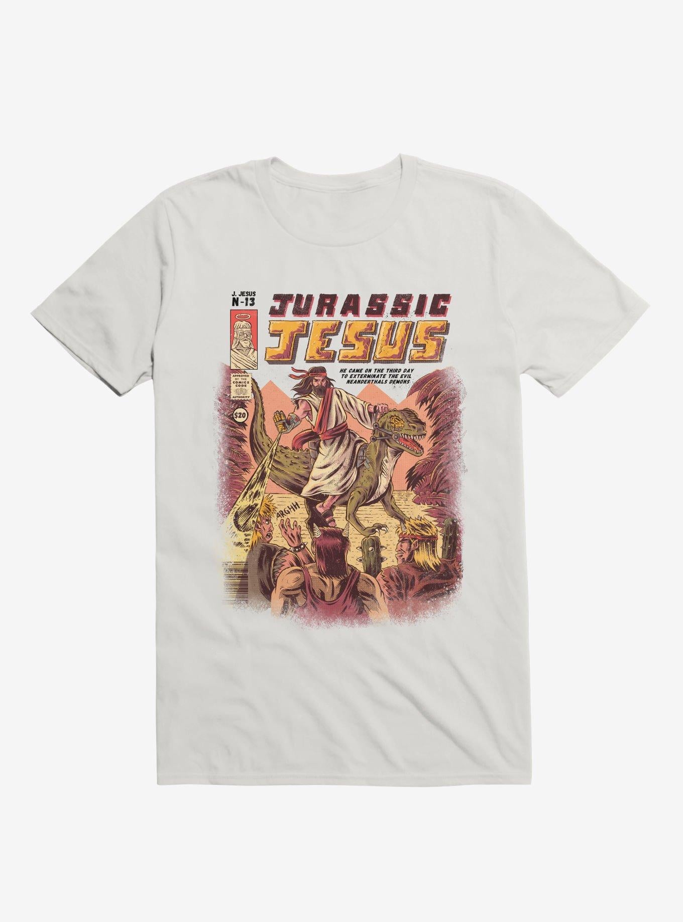 Jurassic Jesus Evil Exterminator White T Shirt T Shirt Streetwear Style Fan Favorite