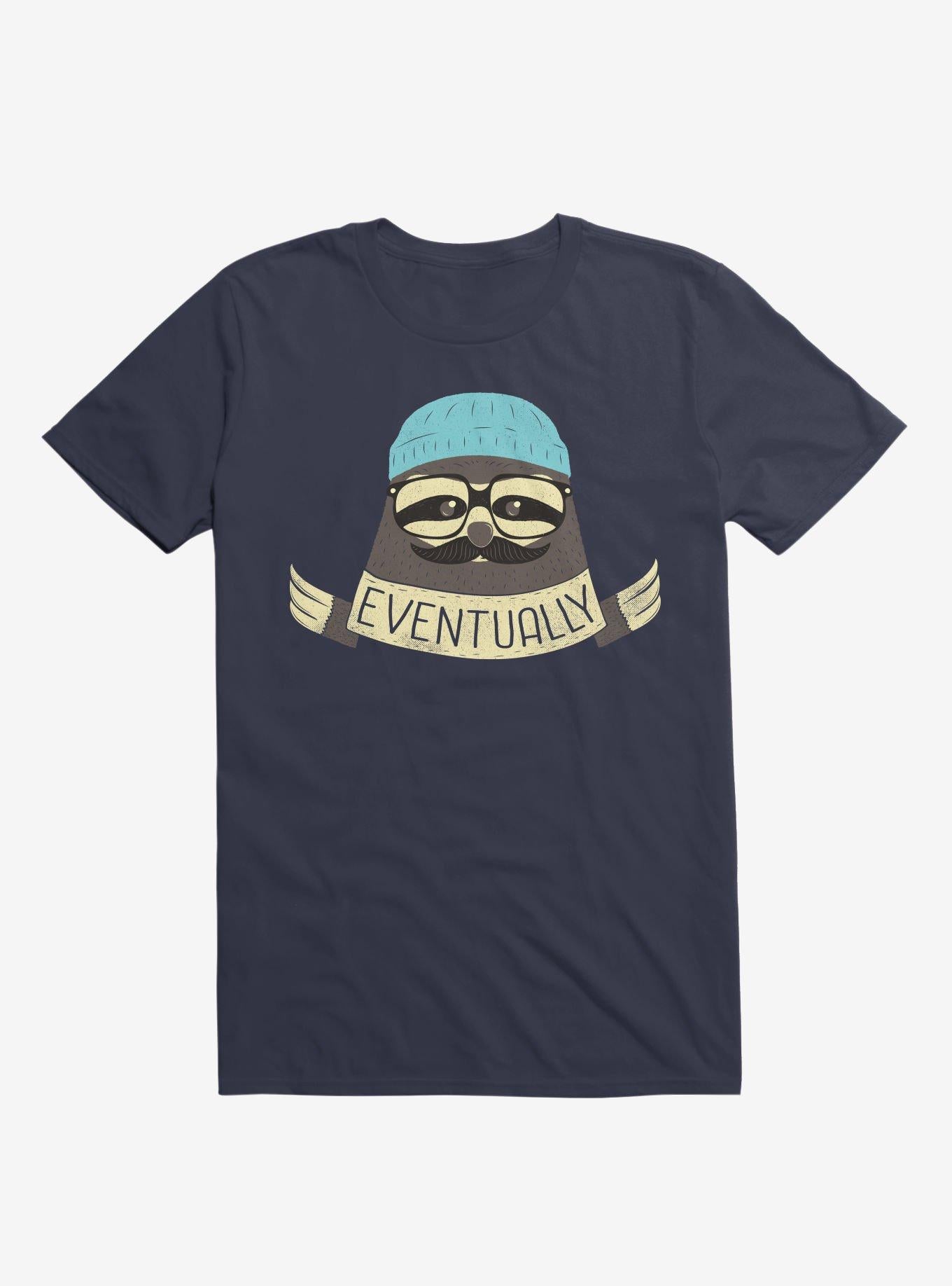 Hipster Sloth Takes His Time Navy Blue T Shirt T Shirt High Search Demand Best Seller Look