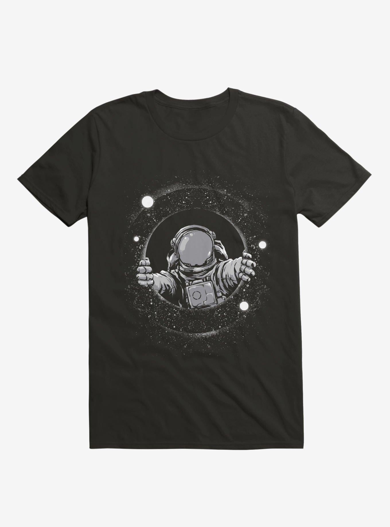 Astronaut Holding Black Hole Black T Shirt T Shirt Premium Print Workout Ready