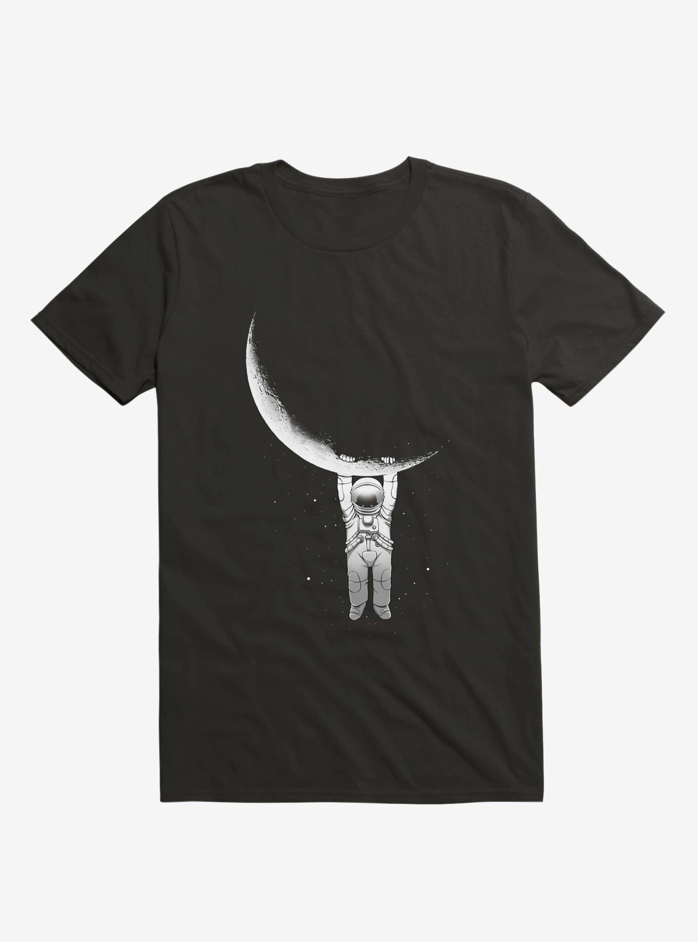 Astronaut Holding On To Moon Black T Shirt T Shirt Trending US
