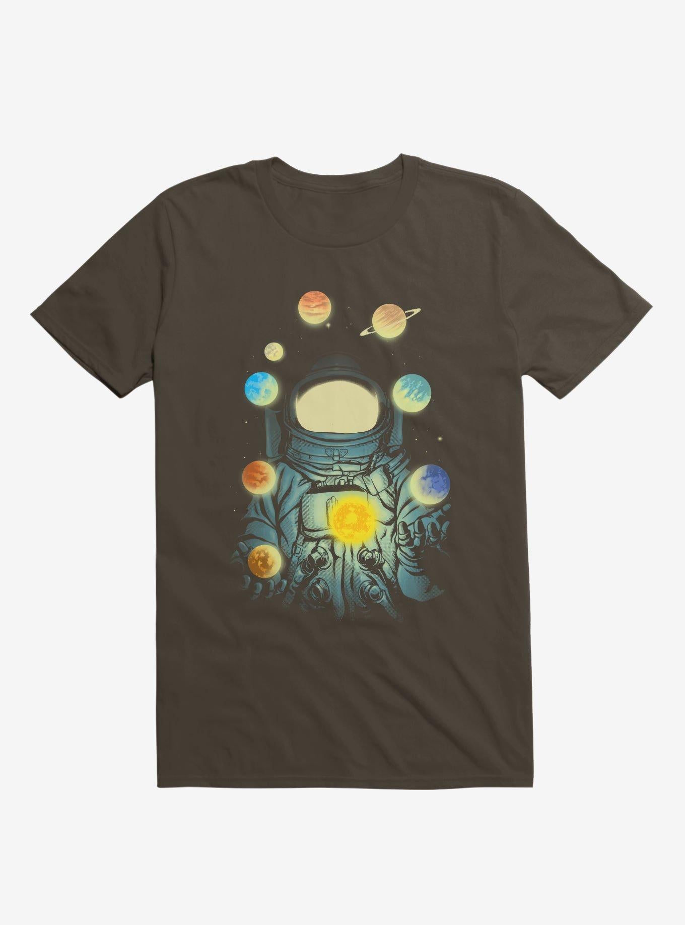 Astronaut Juggling Planets Brown T Shirt T Shirt Trending US
