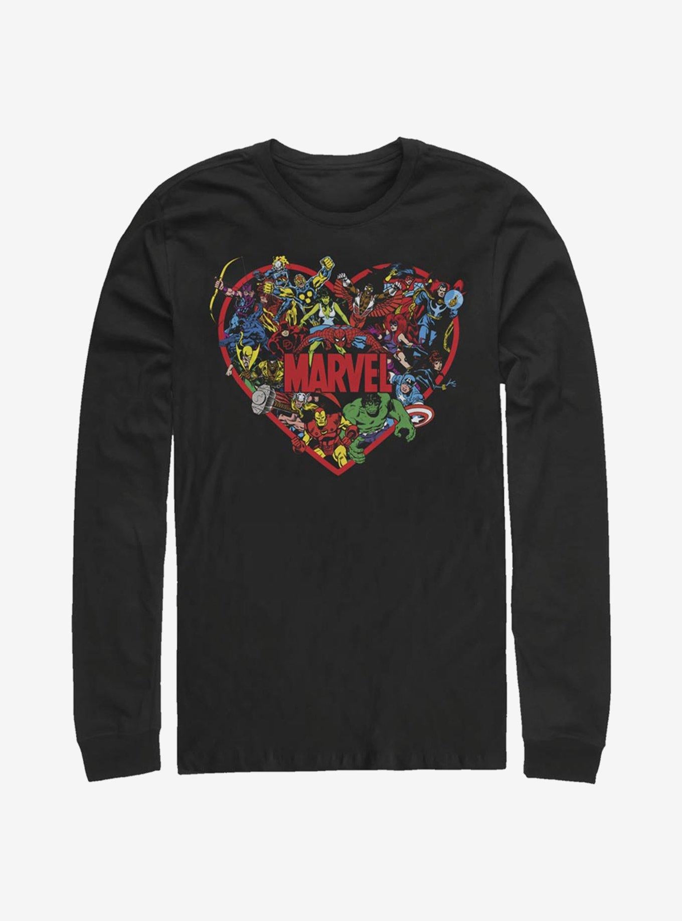 Marvel Avengers Marvel Hero Heart Long-Sleeve T-Shirt | Premium Unisex T-Shirt, Trending Graphic Tee