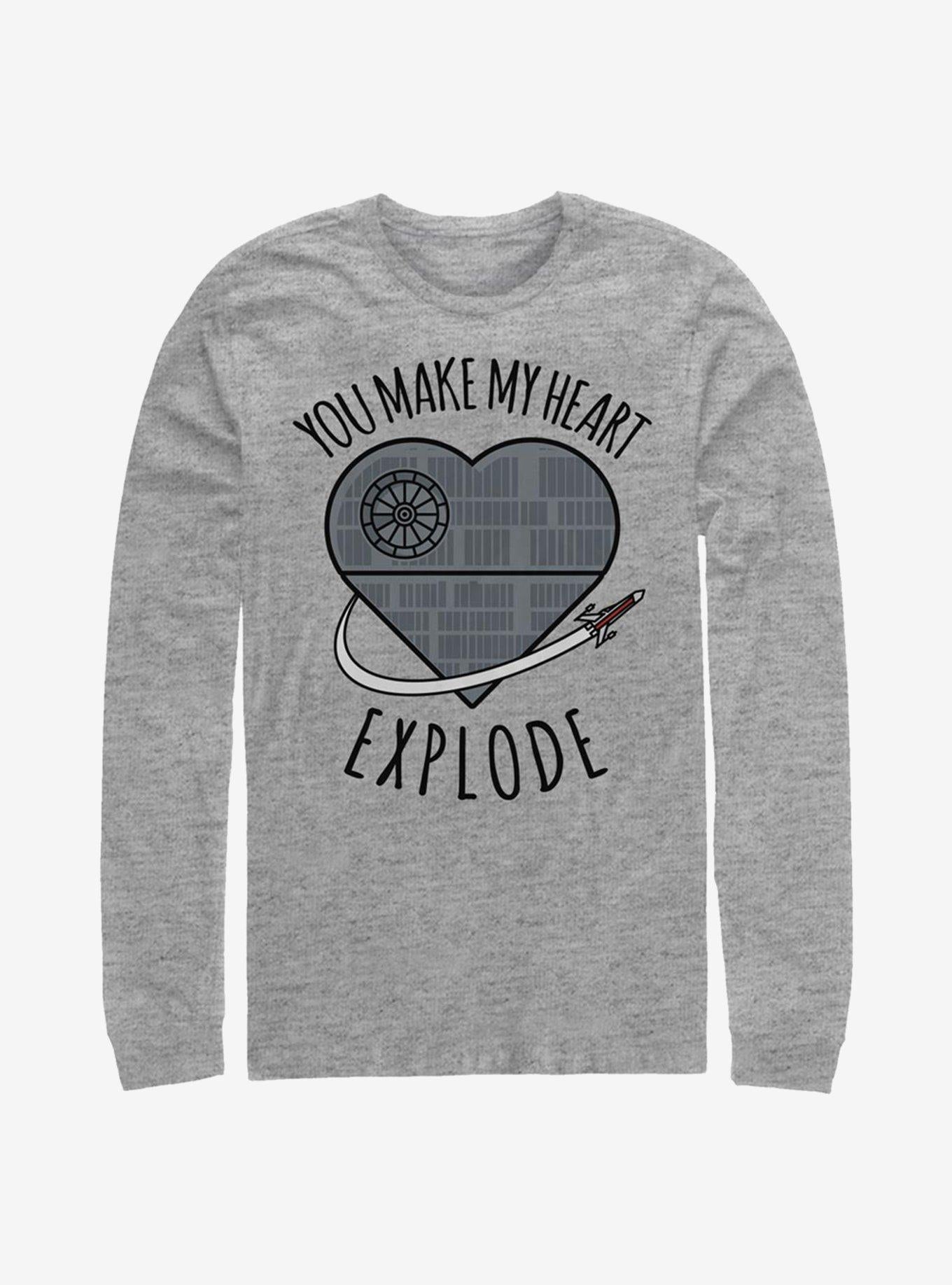 Star Wars Heart Explode Death Star Long-Sleeve T-Shirt | Premium Unisex T-Shirt, Trending Graphic Tee
