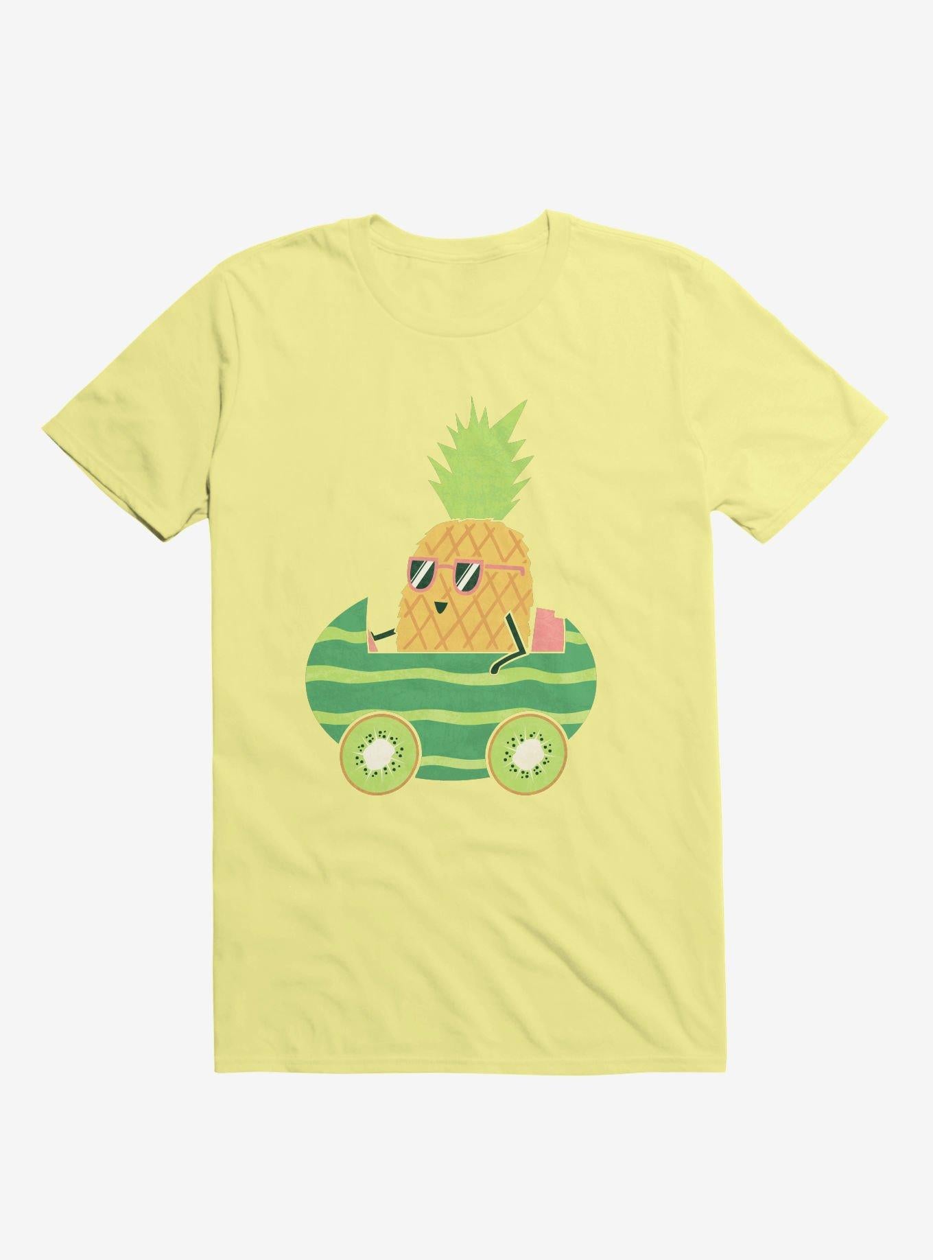 Summer Pineapple Driving Corn Silk Yellow T Shirt T Shirt Streetwear Style Daily Wear