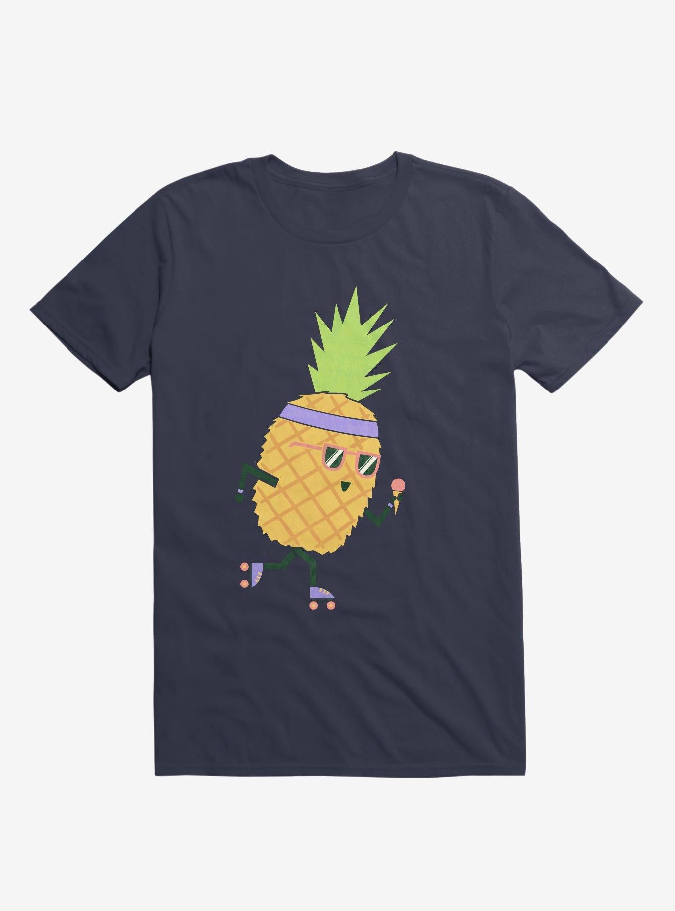 Summer Pineapple Roller Skating Navy Blue T Shirt T Shirt Trending US