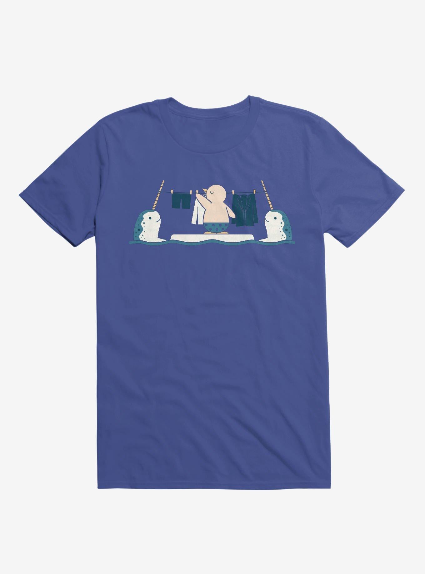 Penguin With Narwhals Laundry Day Royal Blue T Shirt T Shirt Streetwear Style Daily Wear
