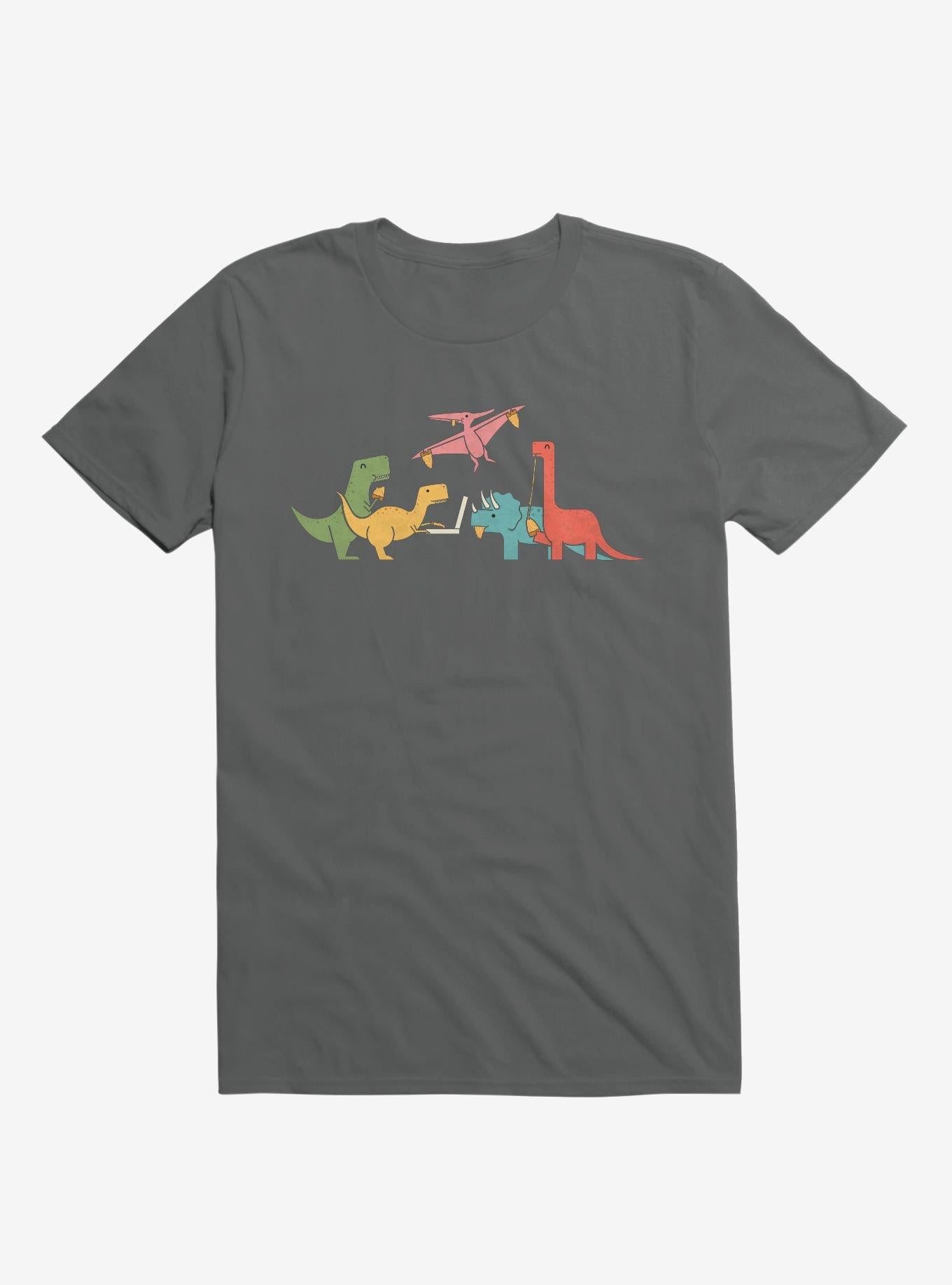 Dinos Eating Pizza Charcoal Grey T Shirt T Shirt Premium Print Daily Wear