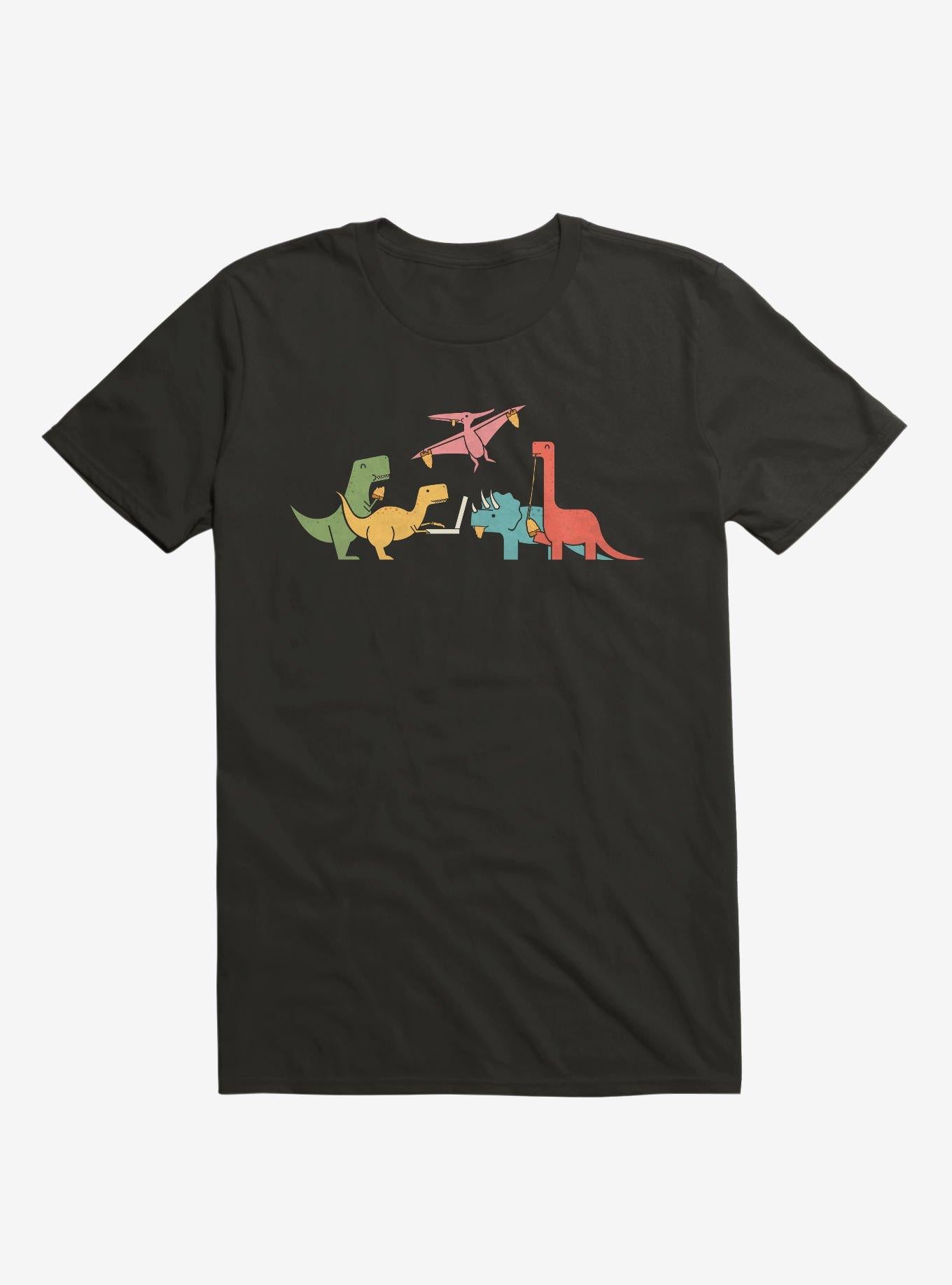 Dinos Eating Pizza Black T Shirt T Shirt Trending US
