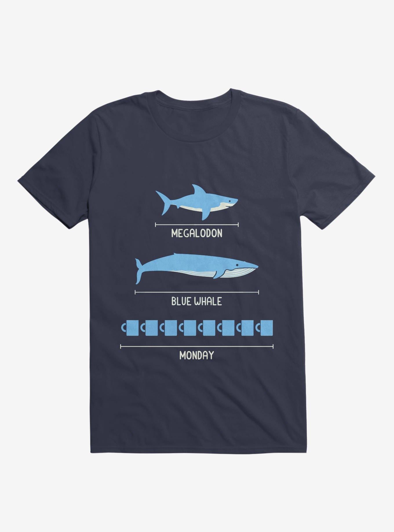 The Longest Things Megalodon Blue Whale Monday Navy Blue T Shirt T Shirt Trending US Humor Gift