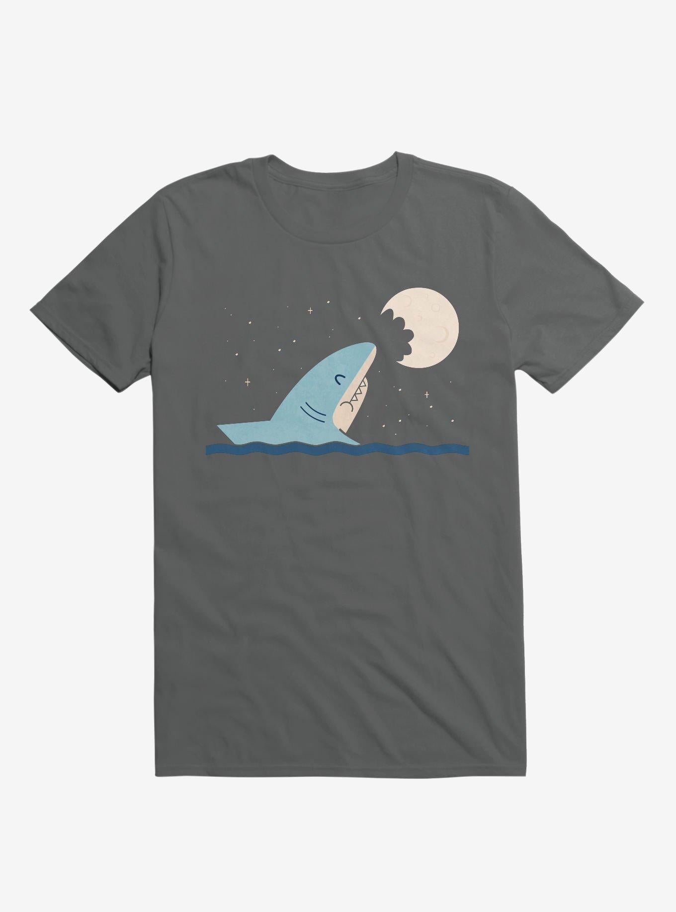 Shark Moon Bite Charcoal Grey T Shirt T Shirt Premium Print Gift Ready