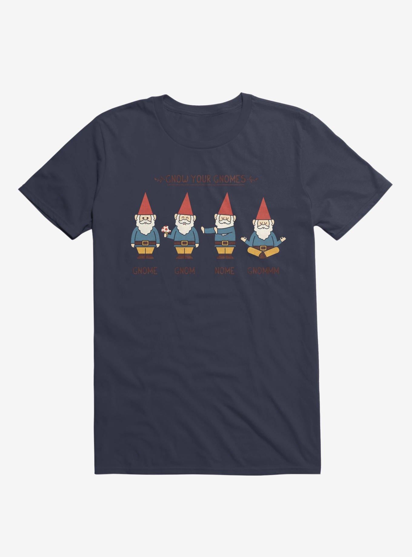 Gnow Your Gnomes Navy Blue T Shirt T Shirt Comfort Fit Daily Wear