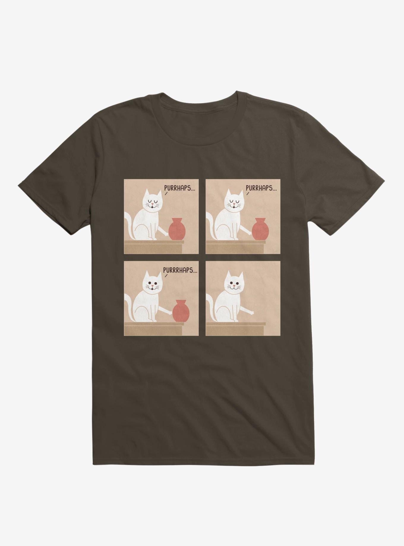 Purrhaps Mischievous Cat Brown T Shirt T Shirt Trending US Best Seller Look