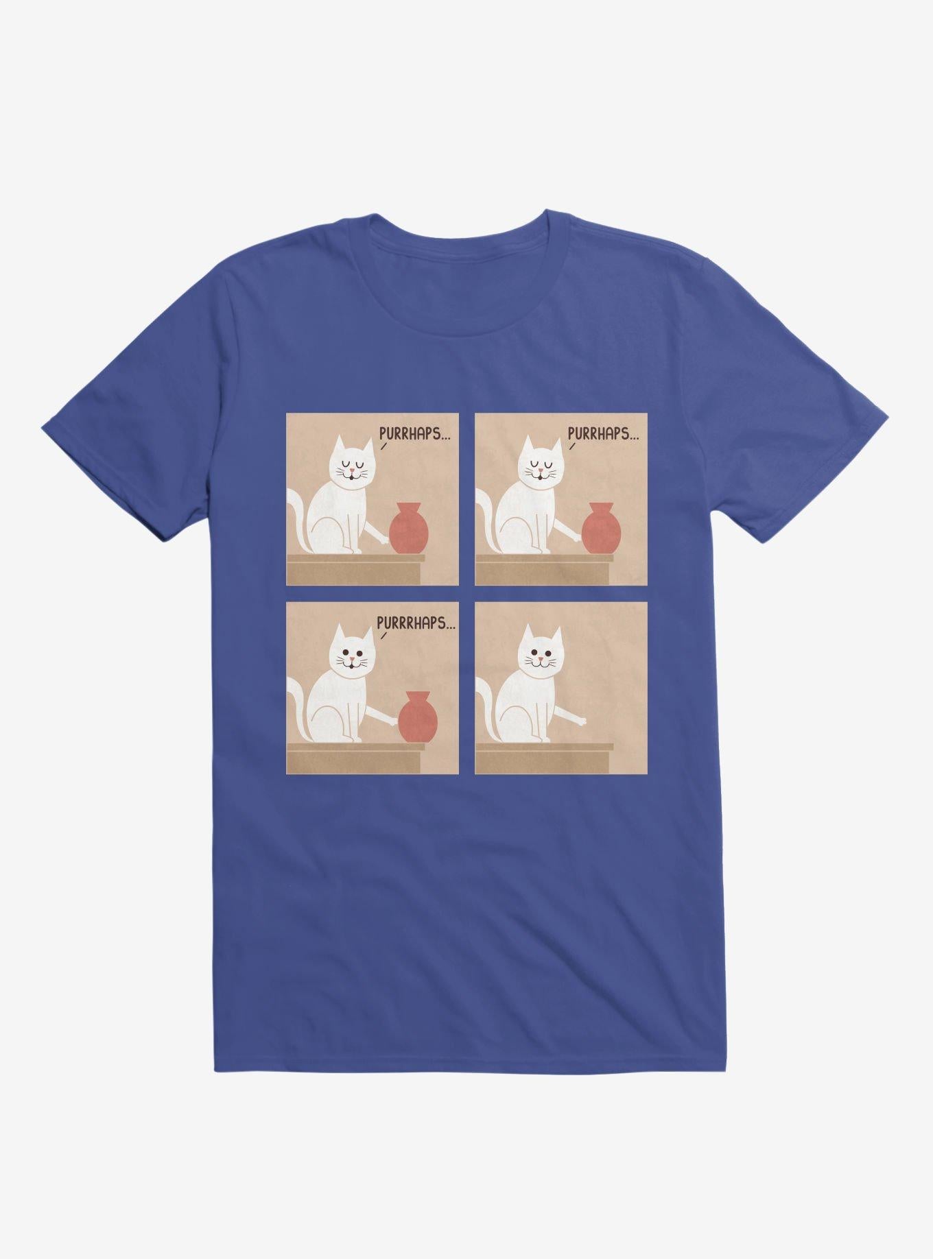 Purrhaps Mischievous Cat Royal Blue T Shirt T Shirt Streetwear Style Gift Ready
